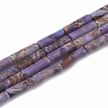 Synthetic Imperial Jasper Beads Strands, Dyed, Column, Blue Violet, 12~13x4~4.5mm, Hole: 1~1.2mm, about 30pcs/strand, 15.9 inch