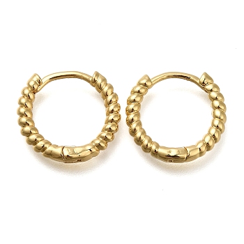 Rack Plating Brass Hoop Earrings, Long-Lasting Plated, Cadmium Free & Lead Free, Real 18K Gold Plated, Twist, 14x15mm