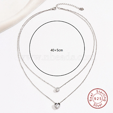 925 Sterling Silver Cable Chains Double Layer Necklaces(YE3032-1)-4