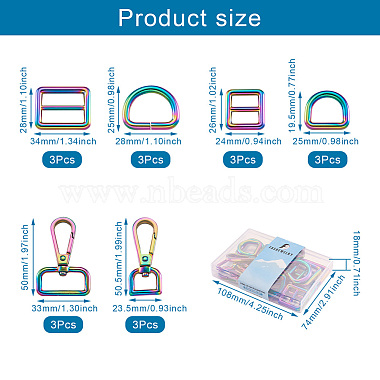 Fashewelry 18Pcs 6 Style Rectangle & D Shape Zinc Alloy Adjustable Buckle Clasps Bags Accessories For Webbing(FIND-FW0001-23)-3
