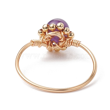 Natural Mixed Gemstone Round Beads Finger Ring(RJEW-JR00602)-5