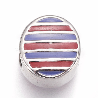 12mm Colorful Oval Stainless Steel+Enamel Beads