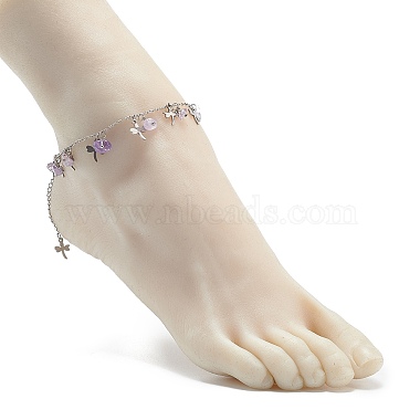Natural & Synthetic Gemstone Anklets(AJEW-AN00512)-6