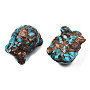 Tortoise Assembled Natural Bronzite & Synthetic Imperial Jasper Model Ornament, Mini Turtle Statue, for Home Desk Display Decorations, Medium Turquoise, 76~78x47~48x33~36.5mm
