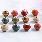 Handmade Porcelain Beads, for Bracelet/Necklace Decoration, Diy Accessories, Spinning Top Shape, Colorful, 14x15.5mm, Hole: 3mm, 10Pcs/set(PW-WG4D4CB-01)