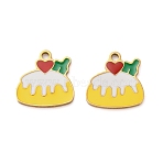 304 Stainless Steel Charms, with Enamel, Ion Plating(IP), Real 18K Gold Plated, Cake, 14x14x1.5mm, Hole: 1.6mm(X1-STAS-H239-01A-G)