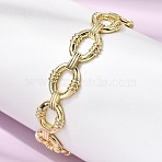 Brass Oval Link Cuff Bangles for Women, Rack Plating, Long-Lasting Plated, Lead Free & Cadmium Free, Real 18K Gold Plated, Inner Diameter: 2.05x2.17 inch(5.2x5.5cm)(BJEW-K274-15G)