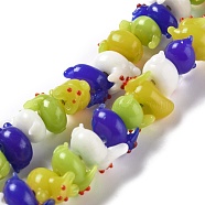Handmade Lampwork Beads, Bumpy, Mouse, Mixed Color, 15~20x11~13x12~15mm, Hole: 1.8~2mm, about 40pcs/strand, 14.76 inch(37.5cm)(LAMP-F020-14)