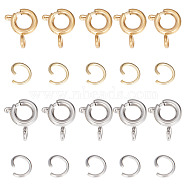 20Pcs 2 Clolors 304 Stainless Steel Smooth Surface Spring Ring Clasps, with 20Pcs 2 Colors 304 Stainless Steel Open Jump Rings, Mixed Color, 5~9x6x0.7~1.5mm, Hole: 1.6~2mm, 10pcs/color(STAS-SC0004-42)