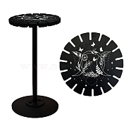 Wooden Wheel, Wooden Display Shelf, Black Holder Stand, Rustic Divination Pendulum Storage Rack, Witch Stuff, Moon Pattern, Wheel: 120x8mm, 2pcs, Studdle: 288x12mm, 1pc(DJEW-WH0046-014)