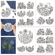 4 Sheets 11.6x8.2 Inch Stick and Stitch Embroidery Patterns, Non-woven Fabrics Water Soluble Embroidery Stabilizers, Flower, 297x210mmm(DIY-WH0455-073)