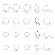 24Pcs 4 Style Rack Plating Eco-friendly Brass Huggie Hoop Earring Findings, with Horizontal Loops, Lead Free & Cadmium Free, Ring, 925 Sterling Silver Plated, 14~18.5x11~18x1.5~2mm, Hole: 1~1.5mm, Pin: 0.5~1mm, 6Pcs/style(KK-FH0006-62)