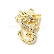 Brass Micro Pave Cubic Zirconia Charms, Dragon, Golden, 12.5x9x2.5mm, Hole: 0.9mm(KK-P278-04G)