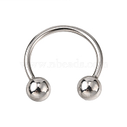 316L Surgical Stainless Steel Circular/Horseshoe Barbell with Round Ball, Nose Septum Rings, Cartilage Earrings, Stainless Steel Color, 12x13mm, Pin: 18 Gauge(1mm), Ball: 4mm, about 12pcs/board(AJEW-P002-07)
