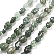 Natural Green Rutilated Quartz Beads Strands, Nuggets, 4.5~10.5x5~8x3.5~7mm, Hole: 0.8mm, about 54~55pcs/strand, 15.35''~15.75''(39~40cm)(G-C179-F07-02)