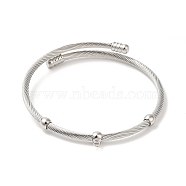 304 Stainless Steel Twisted Bangle Makings, with Loop, Stainless Steel Color, Inner Diameter: 2-1/8 inch(5.4cm)(BJEW-L682-031P)