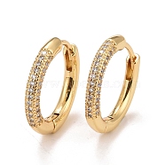 Clear Cubic Zirconia Hoop Earrings, Brass Hinged Earrings for Women, Cadmium Free & Nickel Free & Lead Free, Real 18K Gold Plated, 20x2.5mm, Pin: 1mm(EJEW-C022-07G)