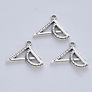 Tibetan Style Alloy Pendants for Teachers' Day, Cadmium Free & Lead Free, Ruler, Antique Silver, 17.5x24x2mm, Hole: 1.8mm, about 375pcs/500g(TIBE-R316-004AS-RS)