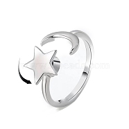 Brass Rotating Open Cuff Ring, Spinner Ring for Anxiety Stress Relief, Platinum(MATO-PW0001-061P-15)
