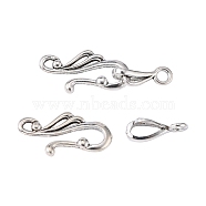 Tibetan Style Alloy Hook and Eye Clasps, Lead Free, Cadmium Free and Nickel Free, Antique Silver, Toggle: 12mm wide, 25mm long, Bar: 16mm long, hole: 3mm(LF1157Y-NF)