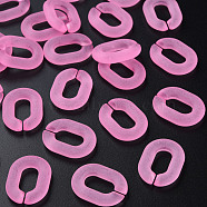 Transparent Acrylic Linking Rings, Quick Link Connectors, for Cable Chains Making, Frosted, Oval, Hot Pink, 24x18x5mm, Inner Diameter: 13x7mm, about 403pcs/500g(MACR-S373-20A-D12)