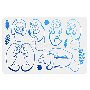 PET Hollow Out Drawing Painting Stencils, for DIY Scrapbook, Photo Album, Sea Lion Pattern, 400x600mm(DIY-WH0427-0013)