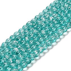 Drawbench Transparent Glass Beads Strands, Spray Painted, Round, Medium Spring Green, 4mm, Hole: 1.1~1.3mm, 31.4 inch(GLAD-Q012-4mm-11)
