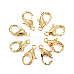 Golden Tone Zinc Alloy Lobster Claw Clasps, Parrot Trigger Clasps, Cadmium Free & Nickel Free & Lead Free, 16x8mm, Hole: 2mm(X-E106-G-NF)