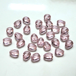 Imitation Austrian Crystal Beads, Grade AAA, Faceted, teardrop, Pink, 8x6x3.5mm, Hole: 0.7~0.9mm(SWAR-F086-8x6mm-03)