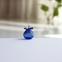 Miniature Glass Bottle, with Lid, Micro Landscape Dollhouse Accessories, Pretending Prop Decorations, Royal Blue, 22x19mm(PW-WG78484-04)