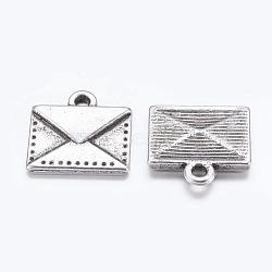 Tibetan Style Mail Charms, Antique Silver Envelope Charms, Lead Free and Cadmium Free, 15x14.5x2mm, Hole: 1.5mm(X-EA10712Y)