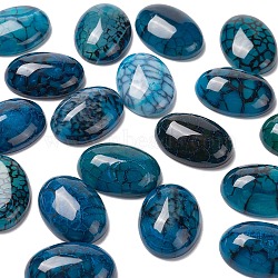 20Pcs Natural Dragon Veins Cabochons, Flat Back, Oval, Dyed, Marine Blue, 25x18x6.5mm(G-TAG0001-05)