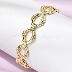 Brass Oval Link Cuff Bangles for Women, Rack Plating, Long-Lasting Plated, Lead Free & Cadmium Free, Real 18K Gold Plated, Inner Diameter: 2.05x2.17 inch(5.2x5.5cm)(BJEW-K274-15G)