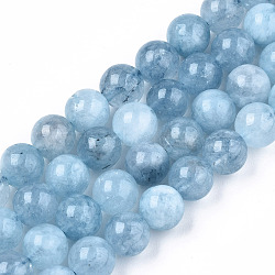 Natural Quartz Beads Strands, Imitation Aquamarine, Dyed, Round, Light Sky Blue, 8.5mm, Hole: 1mm, about 47~49pcs/strand, 14.96 inch~15.67 inch(38cm~39.8cm)(X-G-T129-14)