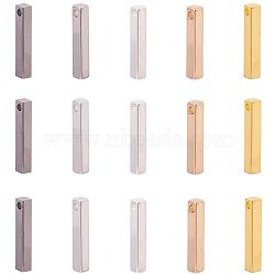 Brass Charms, Cuboid, Mixed Color, 15x2.5x2.5mm, Hole: 1.4mm, 6pcs/color, 30pcs/box(KK-PH0036-08)