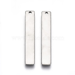 201 Stainless Steel Pendants, Stamping Blank Tag, Rectangle/Bar, Stainless Steel Color, 32x5x1mm, Hole: 1.4mm(STAS-N095-005A-01)
