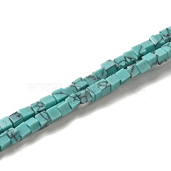 Synthetic Turquoise Beads Strands, Cube, 2~2.5x2.5~3.5x2.5~3mm, Hole: 0.4mm, about 157~165pcs/strand, 14.96~15.75''(38~40cm)(G-B064-A45)