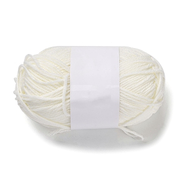 Milk Cotton Knitting Acrylic Fiber Yarn, 4-Ply Crochet Yarn, Punch Needle Yarn, Floral White, 2mm