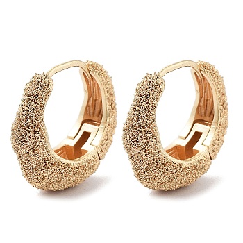 Brass Textured Hoop Earrings, Real 18K Gold Plated, 18x7mm