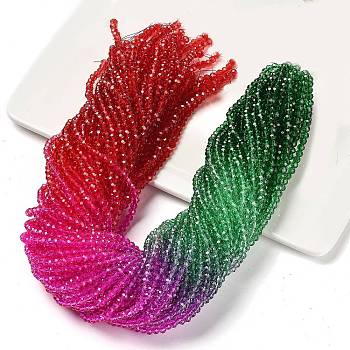 Transparent Painted Glass Beads Strands, Faceted, Rondelle, Colorful, 3.7x3.2mm, Hole: 0.7mm, about 105pcs/strand, 13.39''(34cm)