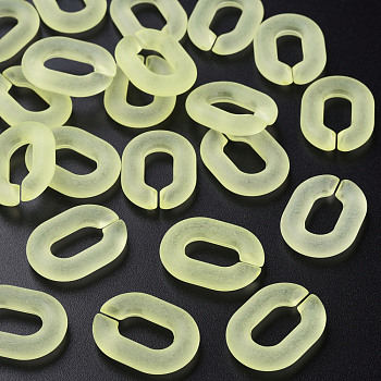 Transparent Acrylic Linking Rings, Quick Link Connectors, for Cable Chains Making, Frosted, Oval, Yellow, 24x18x5mm, Inner Diameter: 13x7mm, about 403pcs/500g