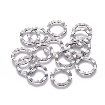201 Stainless Steel Pendants, Ring, Stainless Steel Color, 18x1mm, Hole: 1mm, Inner Diameter: 13mm