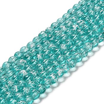 Drawbench Transparent Glass Beads Strands, Spray Painted, Round, Medium Spring Green, 4mm, Hole: 1.1~1.3mm, 31.4 inch