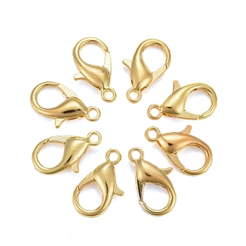 Golden Tone Zinc Alloy Lobster Claw Clasps, Parrot Trigger Clasps, Cadmium Free & Nickel Free & Lead Free, 16x8mm, Hole: 2mm