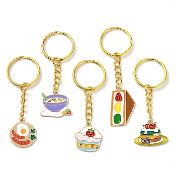 Alloy Enamel Food Pendant Keychain, with Iron Split Key Rings, Mixed Color, 6.8~8cm