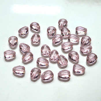 Imitation Austrian Crystal Beads, Grade AAA, Faceted, teardrop, Pink, 8x6x3.5mm, Hole: 0.7~0.9mm