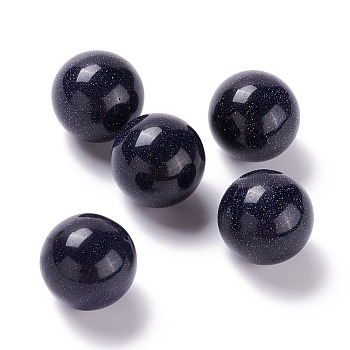 Synthetic Blue Goldstone Beads, No Hole/Undrilled, for Wire Wrapped Pendant Making, Round, 20mm