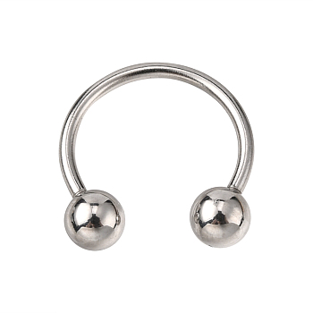 316L Surgical Stainless Steel Circular/Horseshoe Barbell with Round Ball, Nose Septum Rings, Cartilage Earrings, Stainless Steel Color, 12x13mm, Pin: 18 Gauge(1mm), Ball: 4mm, about 12pcs/board
