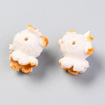 Resin Beads, Imitation Food, Popcorn Toy, Seashell Color, 21x19.5x16.5mm, Hole: 2mm