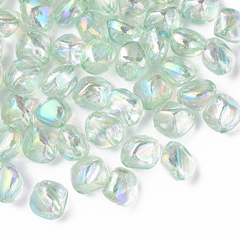 Transparent Acrylic Beads, AB Color Plated, Nuggets, Aquamarine, 10.5x10x8mm, Hole: 1.6mm, about 2300pcs/500g
